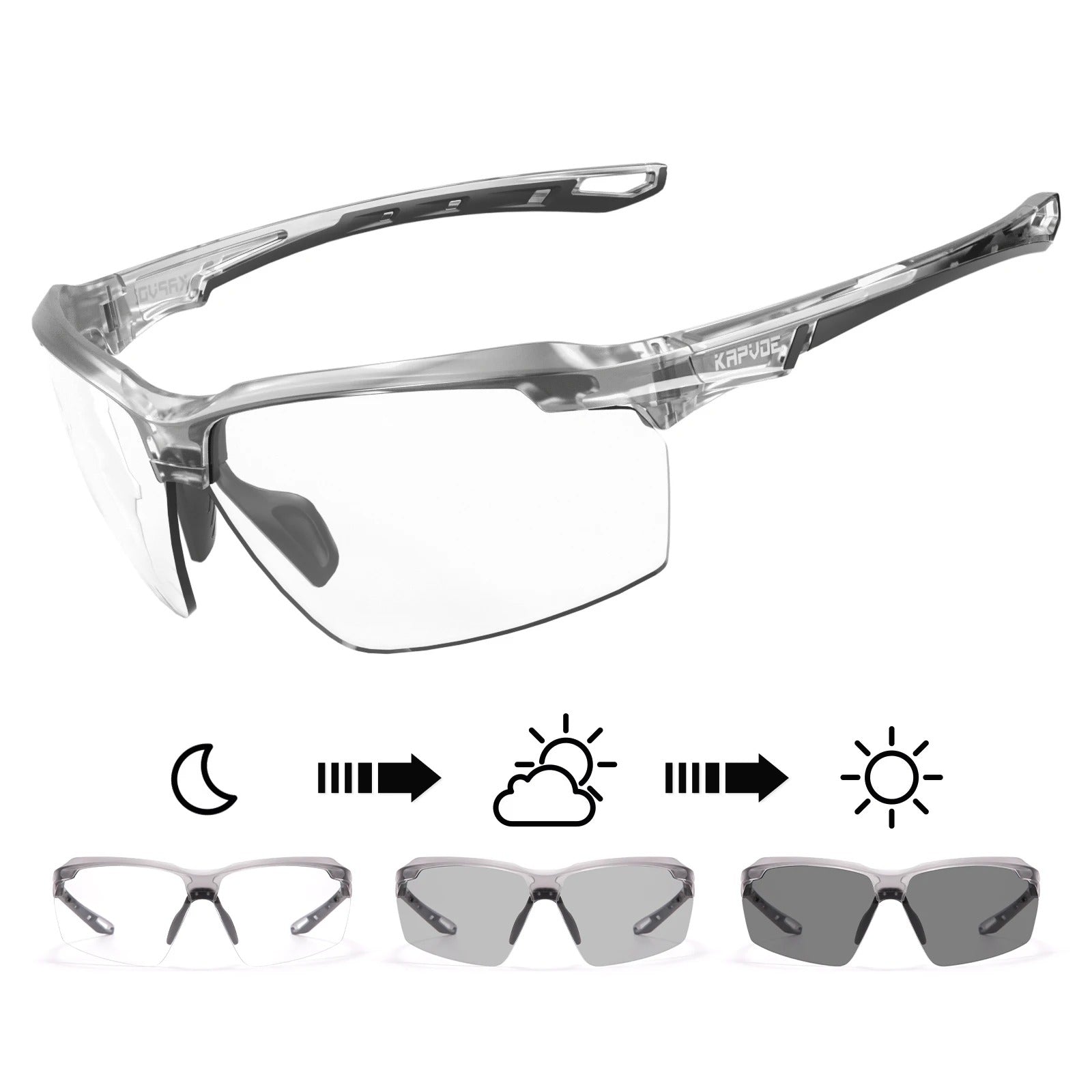 Komfyride UVShift – Photochrome Fahrradbrille mit UV400-Schutz
