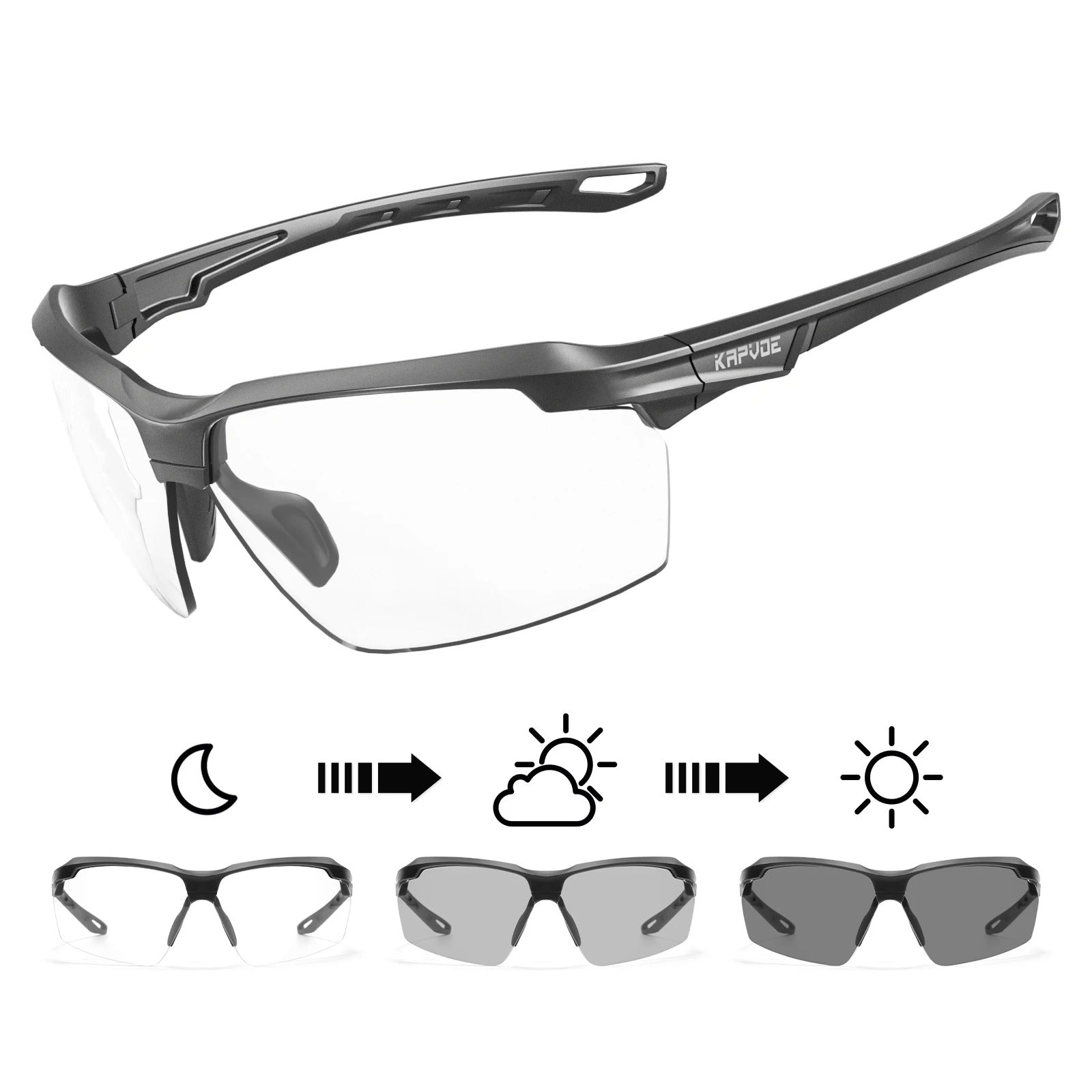 Komfyride UVShift – Photochrome Fahrradbrille mit UV400-Schutz