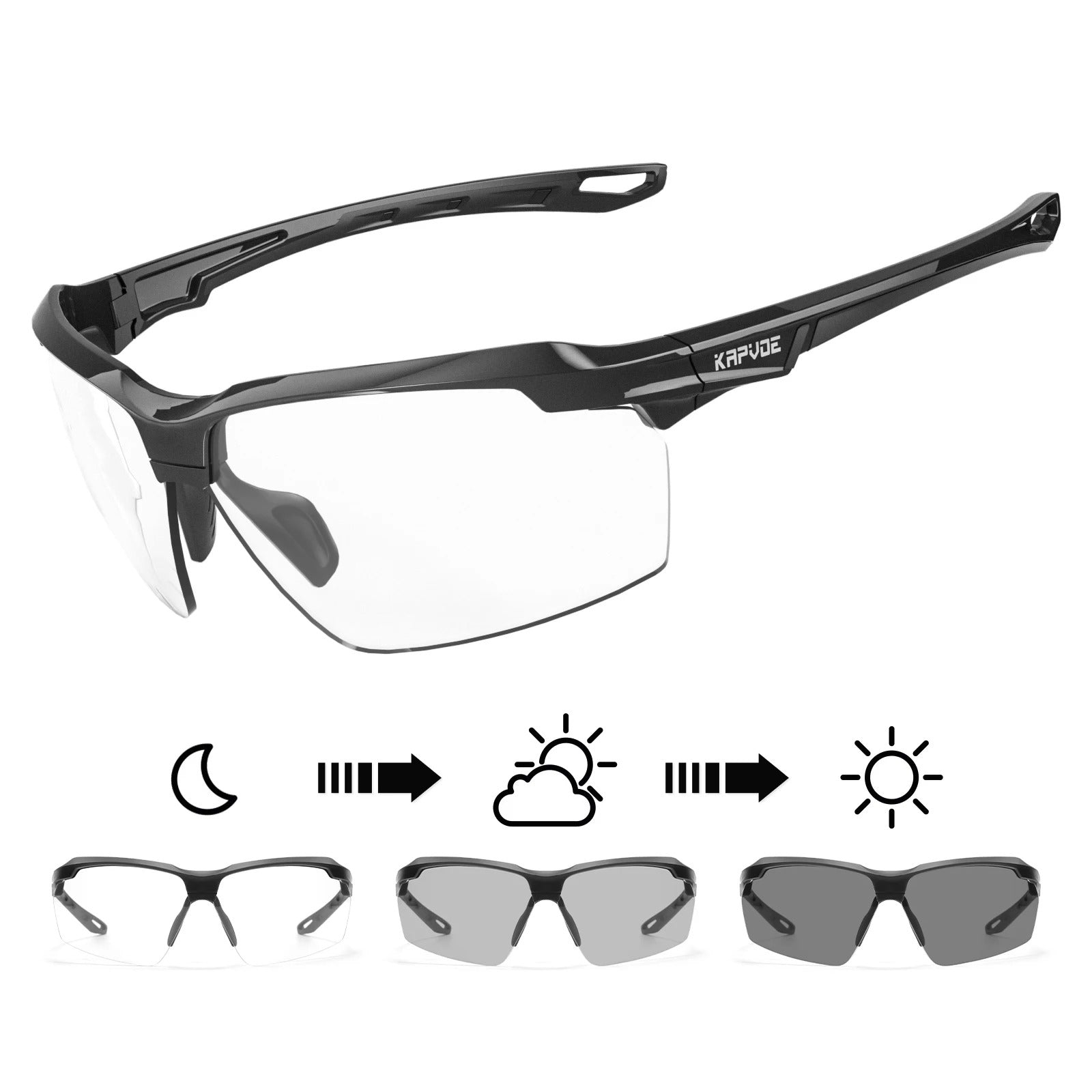 Komfyride UVShift – Photochrome Fahrradbrille mit UV400-Schutz